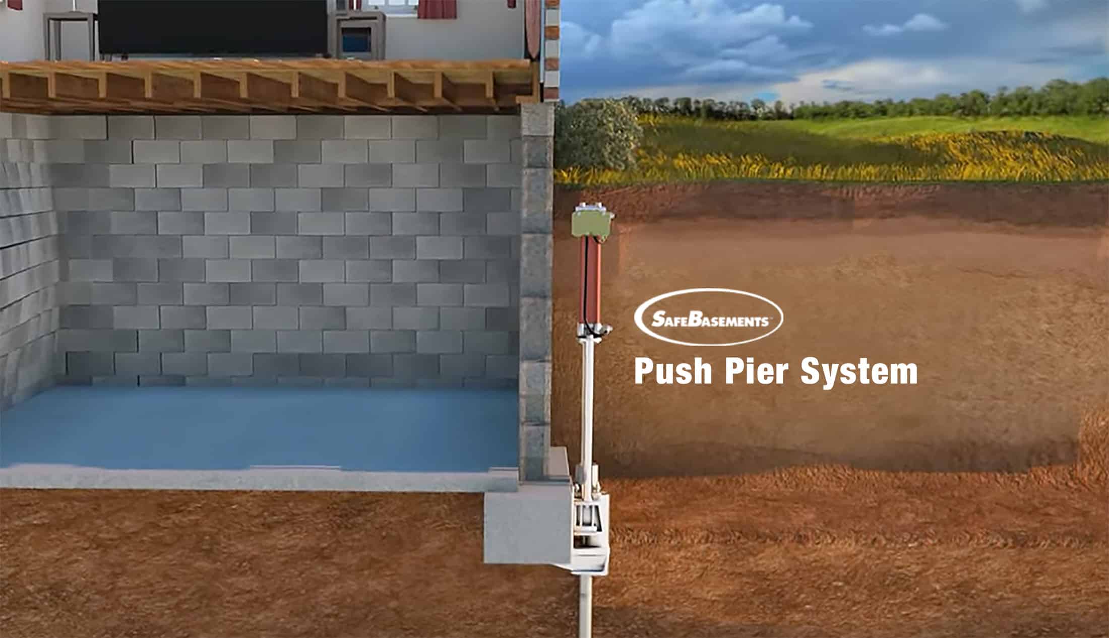 foundation settlement push pier systems